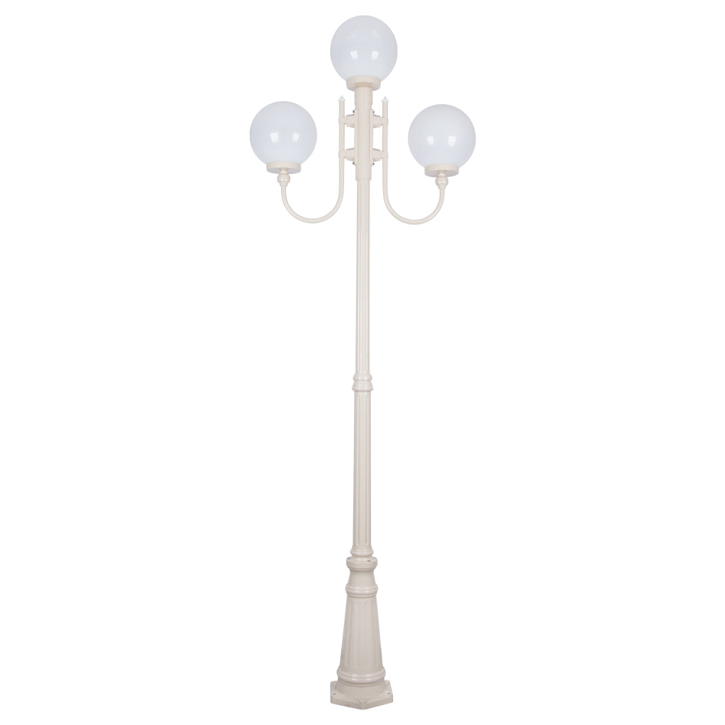 gt 622 lisbon triple 25cm spheres curved arms tall post light