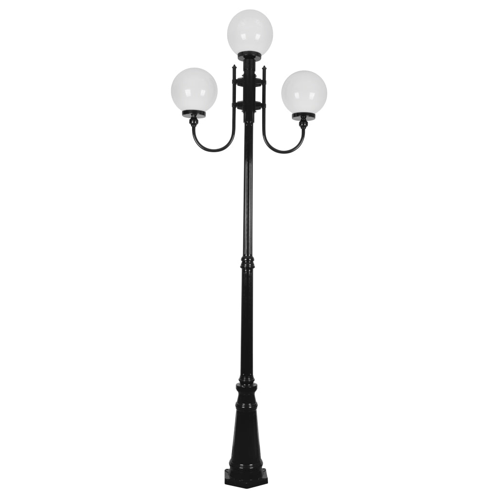 gt 622 lisbon triple 25cm spheres curved arms tall post light