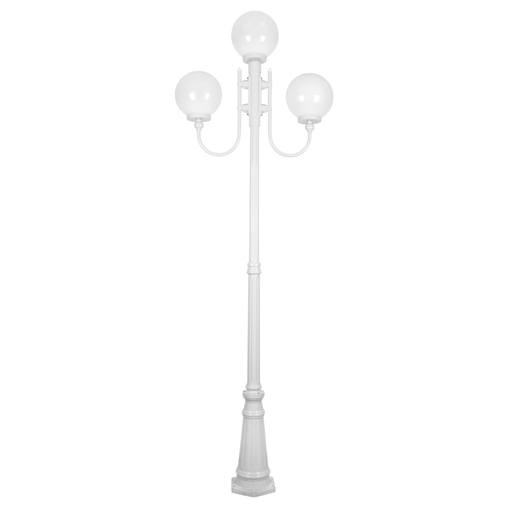 gt 622 lisbon triple 25cm spheres curved arms tall post light