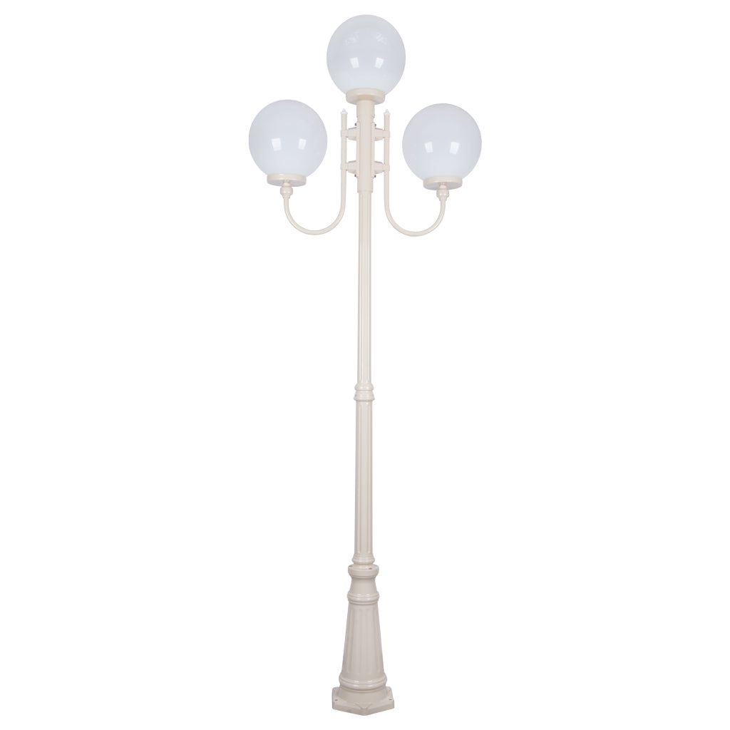 gt 623 lisbon triple 30cm spheres curved arms tall post light