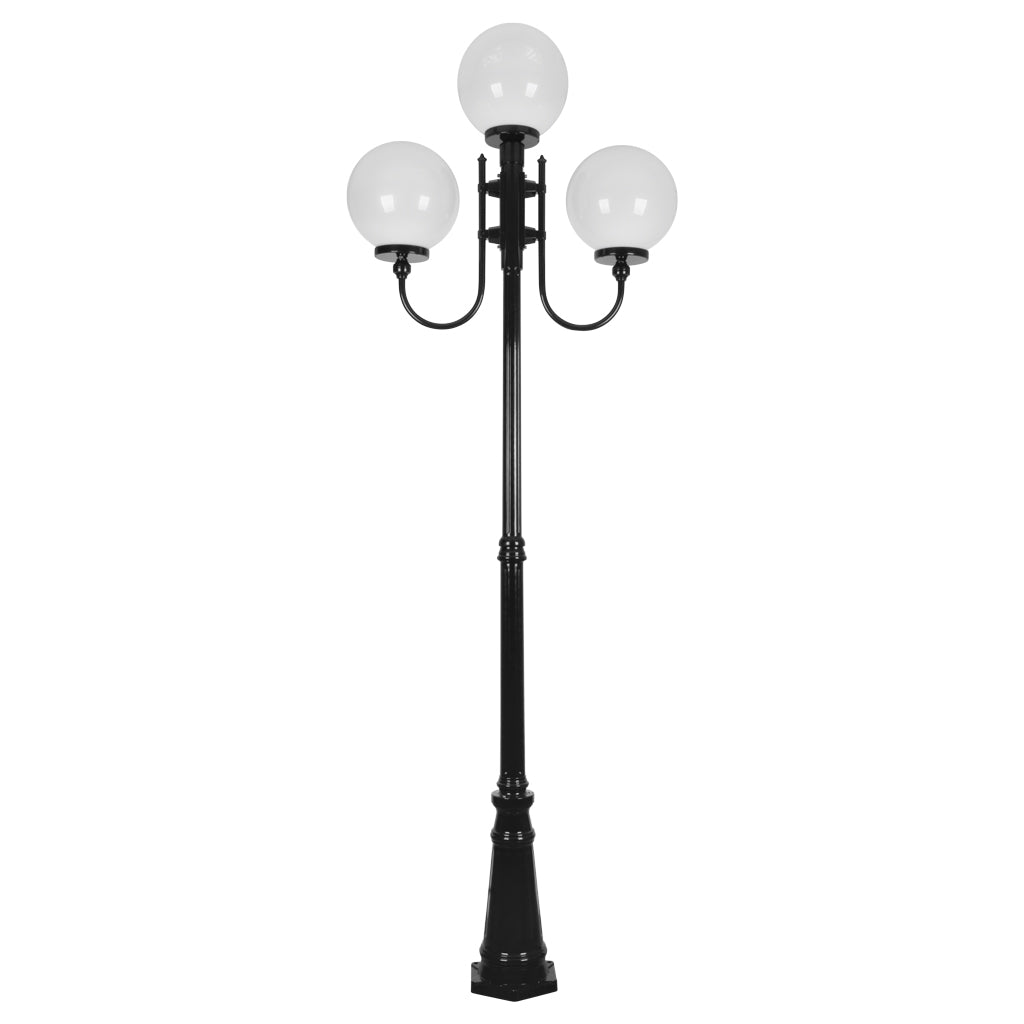 gt 623 lisbon triple 30cm spheres curved arms tall post light