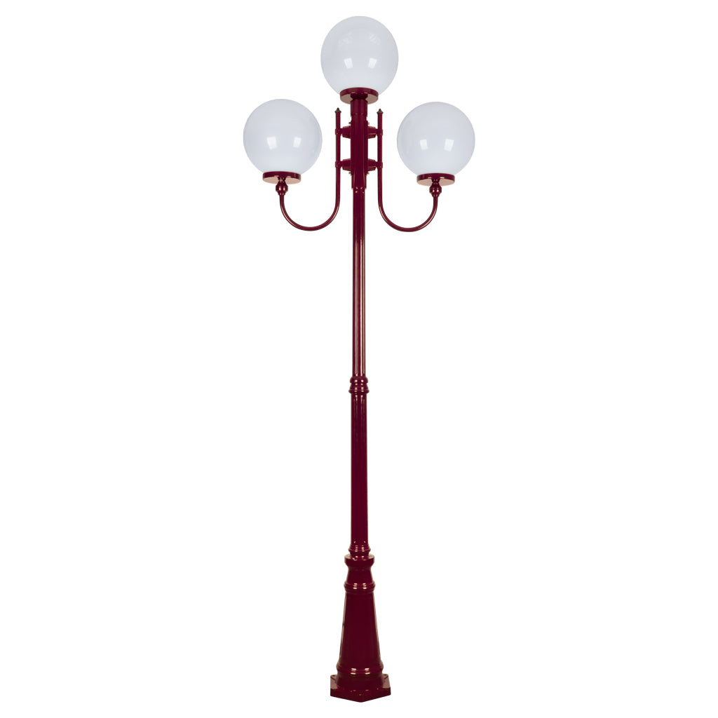 gt 623 lisbon triple 30cm spheres curved arms tall post light