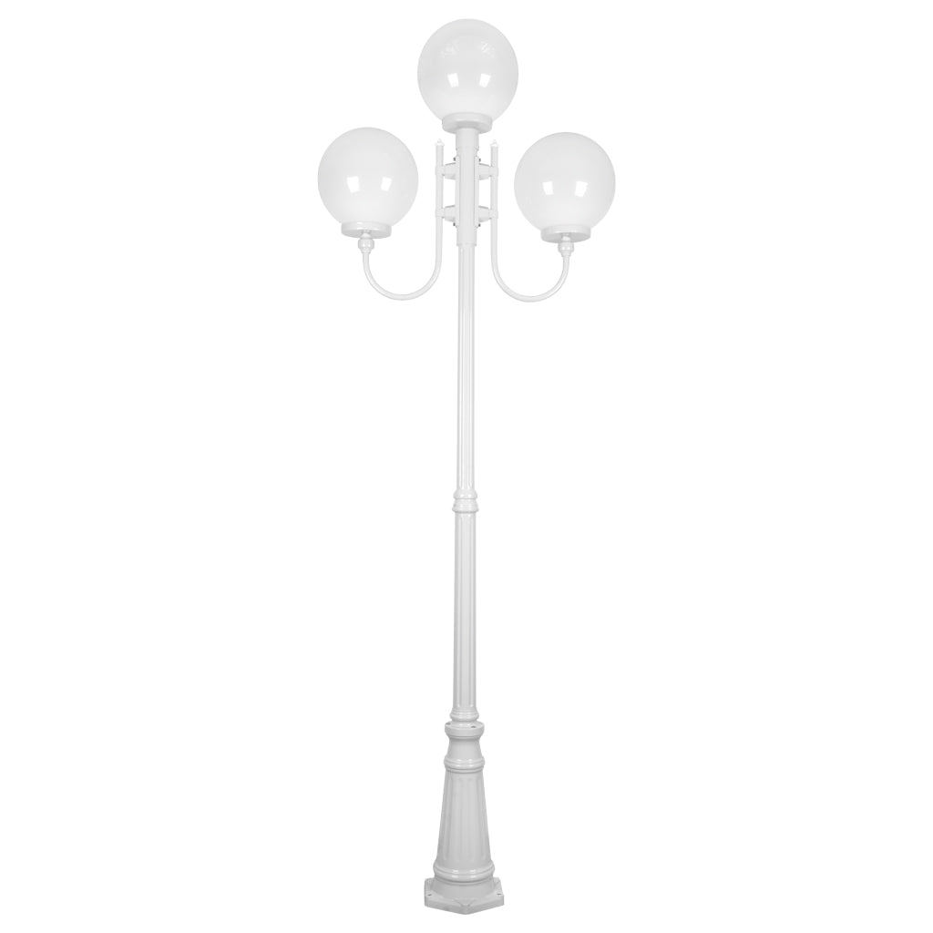 gt 623 lisbon triple 30cm spheres curved arms tall post light