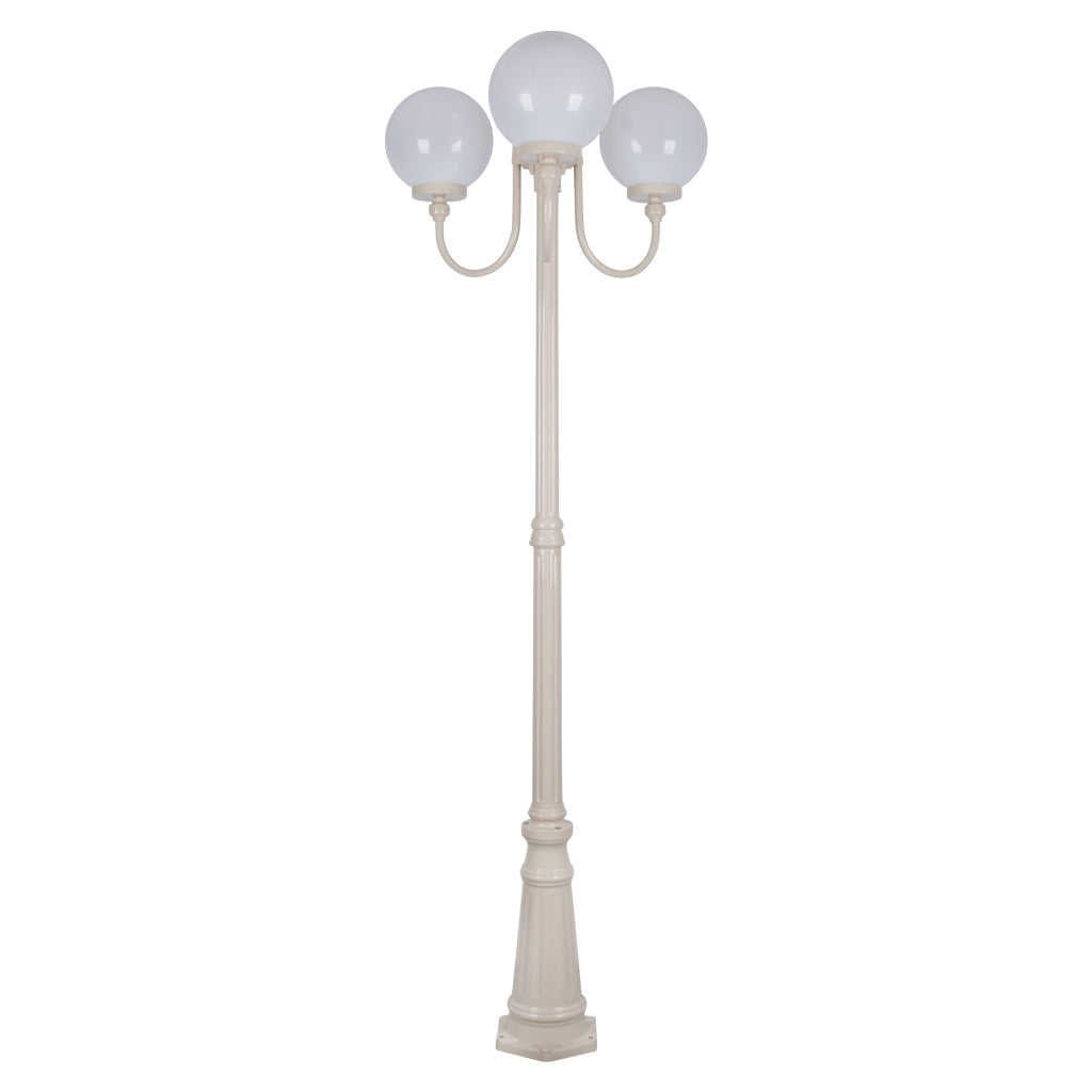 gt 624 lisbon triple 25cm spheres curved arms tall post light