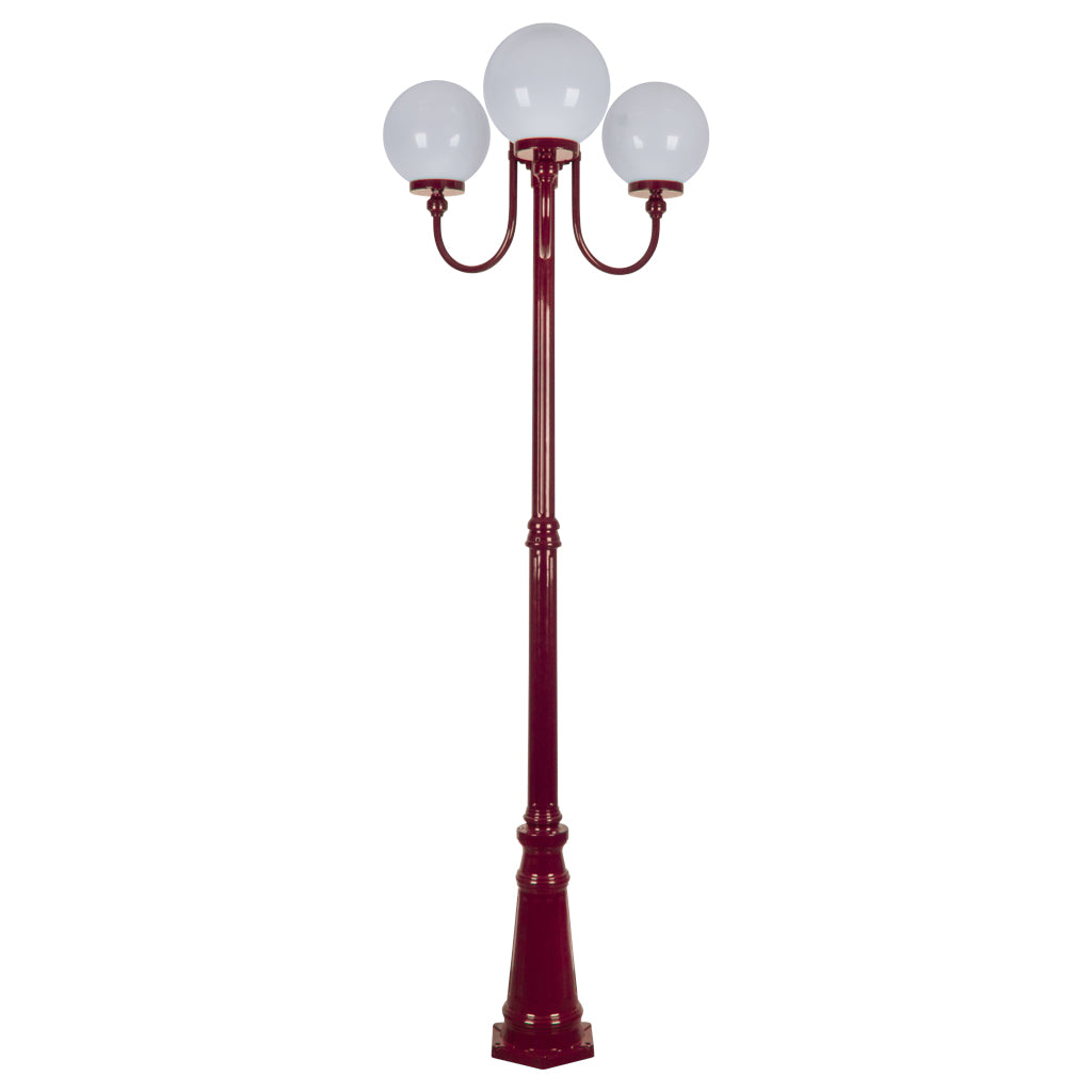 gt 624 lisbon triple 25cm spheres curved arms tall post light