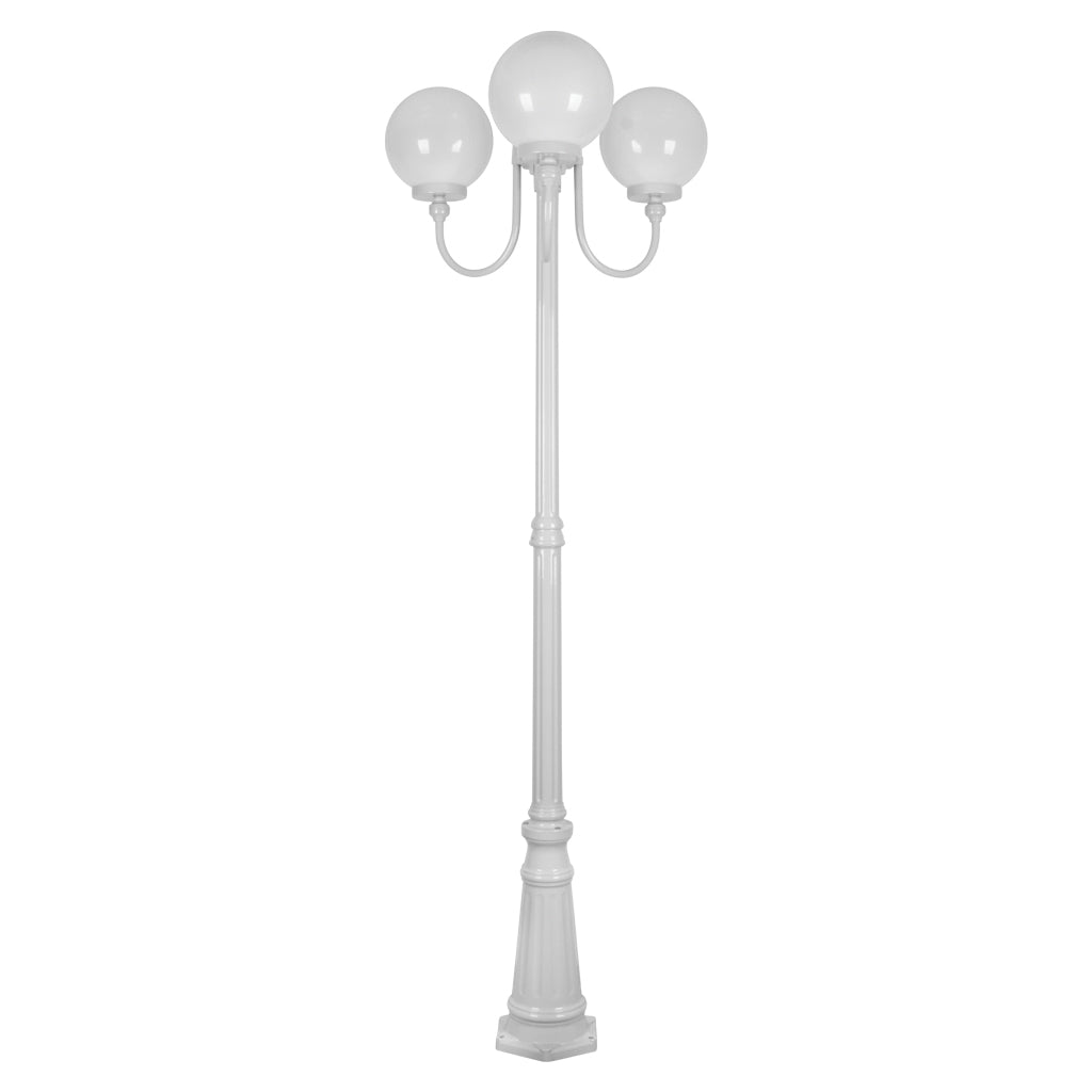 gt 624 lisbon triple 25cm spheres curved arms tall post light