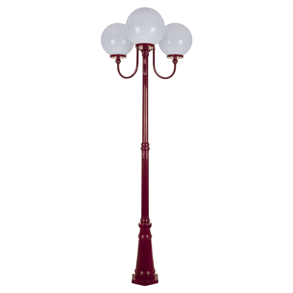 gt 625 lisbon triple 30cm spheres curved arms tall post light