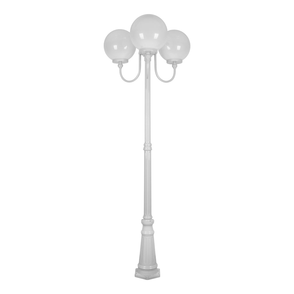 gt 625 lisbon triple 30cm spheres curved arms tall post light