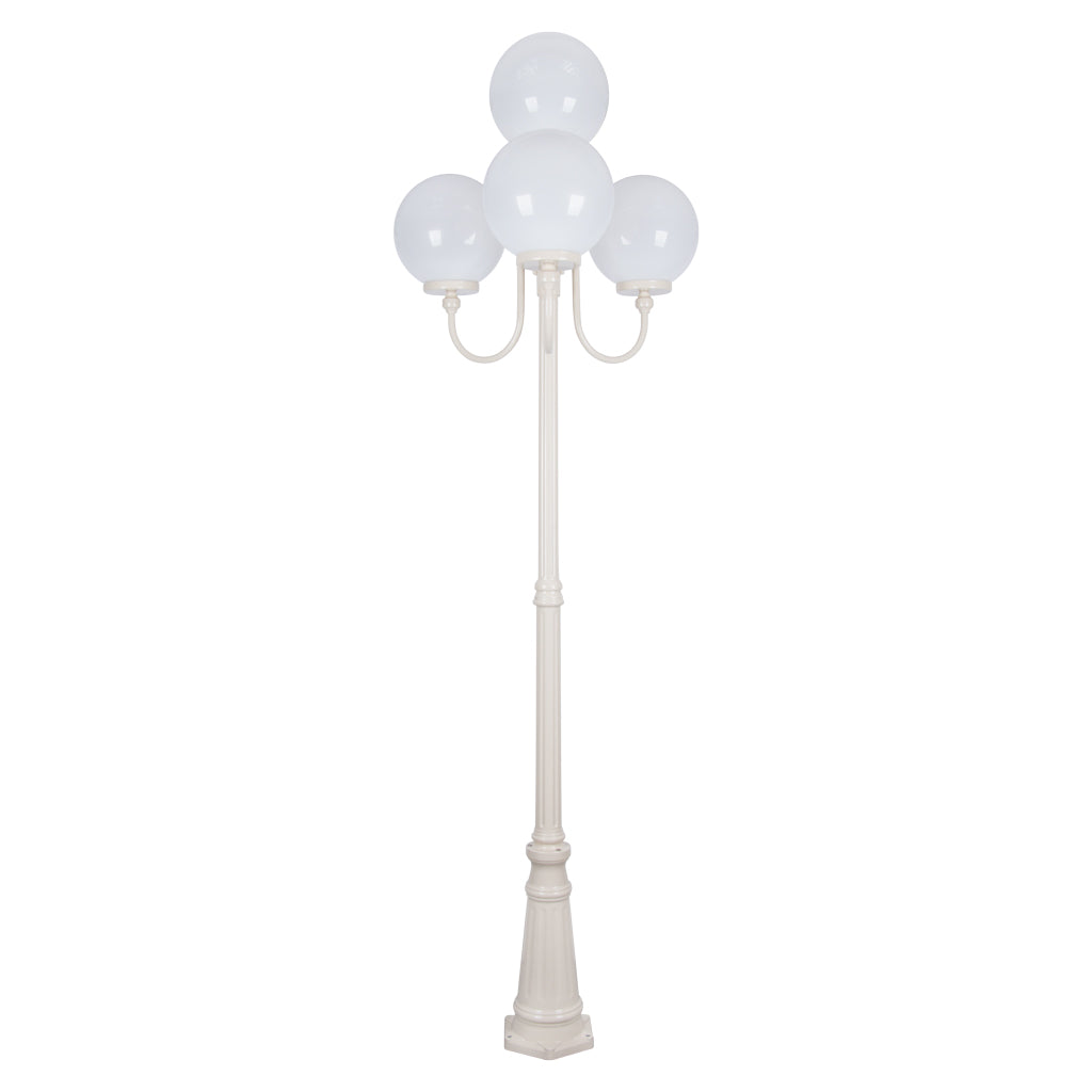 gt 627 lisbon four 30cm spheres curved arms tall post light