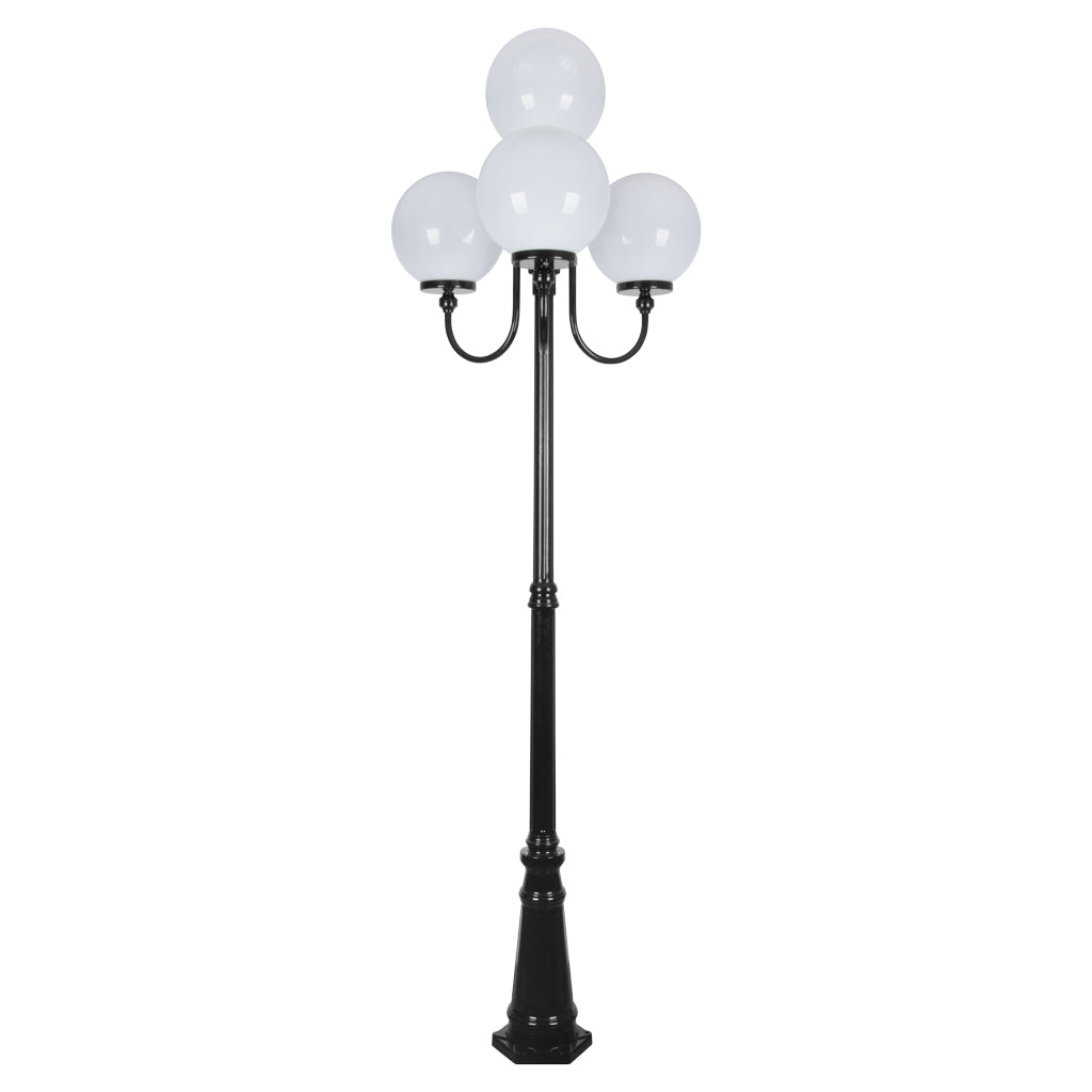 gt 627 lisbon four 30cm spheres curved arms tall post light