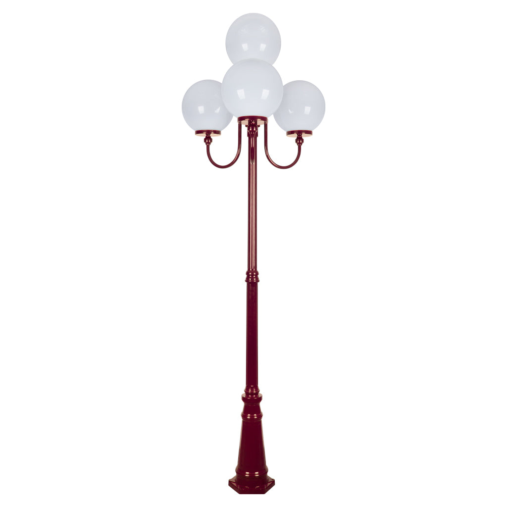 gt 627 lisbon four 30cm spheres curved arms tall post light