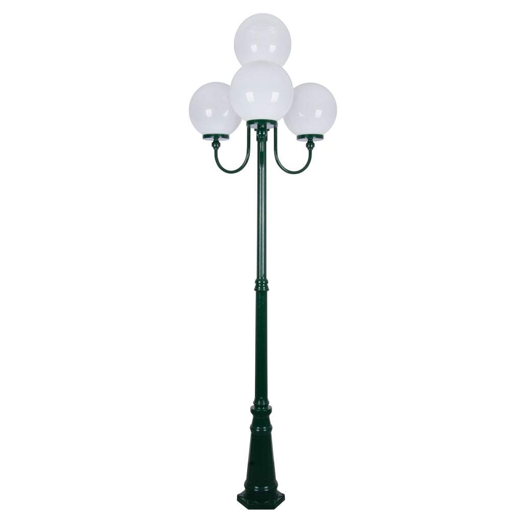 gt 627 lisbon four 30cm spheres curved arms tall post light