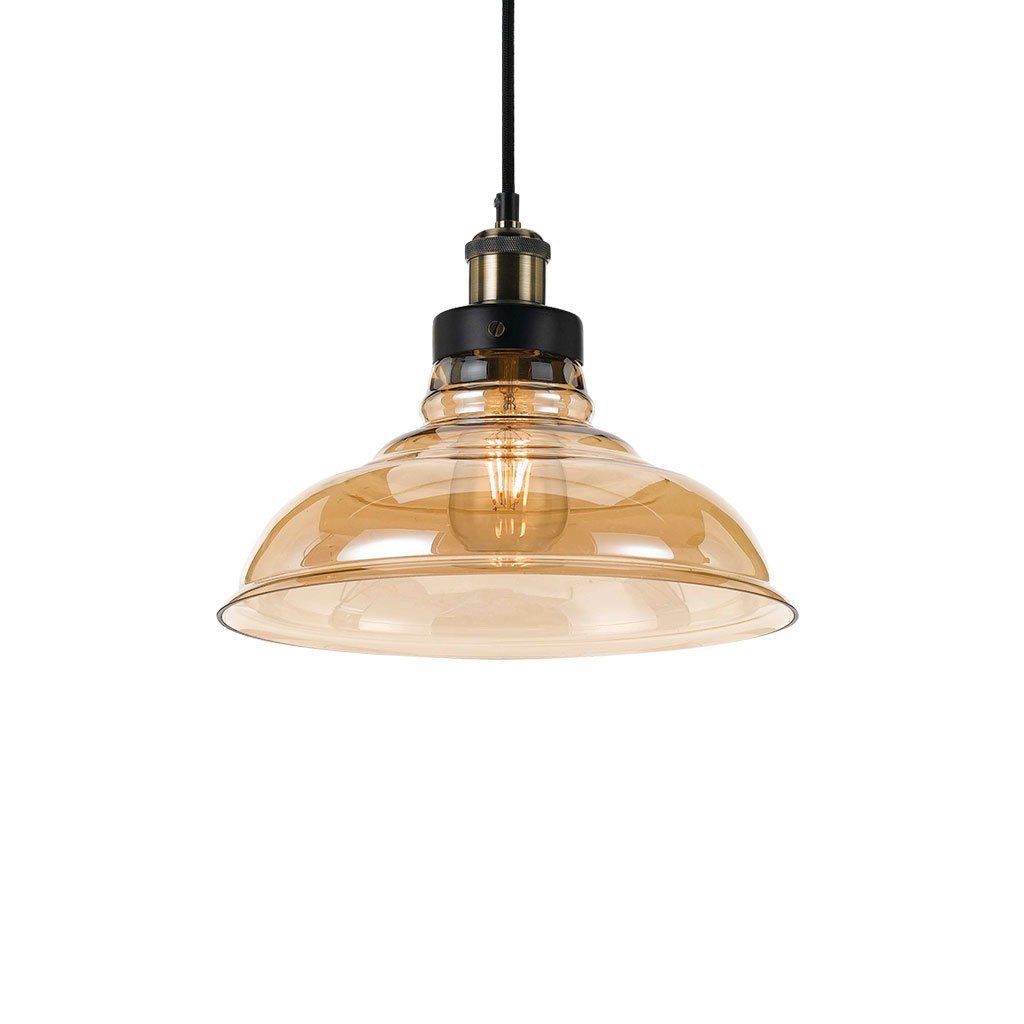 Hertel 200mm 1 Light Pendant in Black Amber