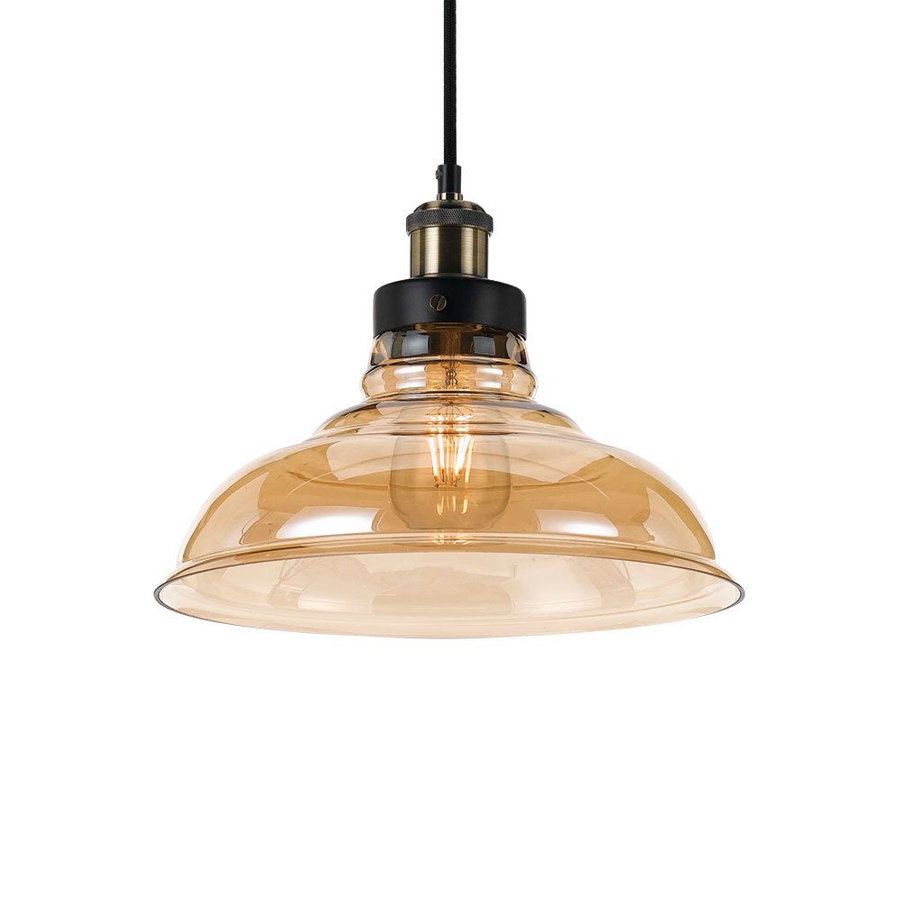 Hertel 300mm 1 Light Pendant in Black Amber