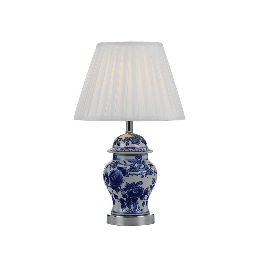 Ling Table Lamp in White and Blue with White Shade