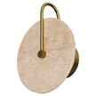 Orville Natural Travertine Round 200mm Backlit LED Wall Light 5W Non Dimmable Brass - IP20