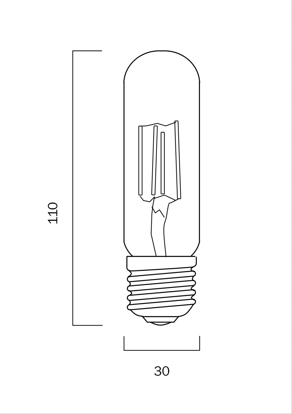 T30 5W E27 4000K or 2400K Clear LED Globe Dimmable