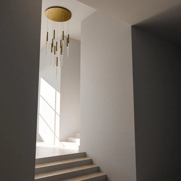 Rhea Matt Brass 100W 14 Light CCT Pencil Drop LED Pendant