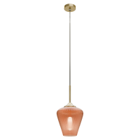 Thumbnail for Ribbon Gold with Amber Ribbed Glass E27 230mm Pendant