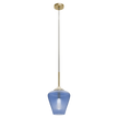 Ribbon Gold with Blue Ribbed Glass E27 230mm Pendant