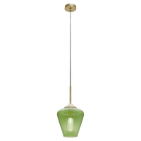Thumbnail for Ribbon Gold with Green Ribbed Glass E27 230mm Pendant