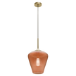 Ribbon Gold with Amber Ribbed Glass E27 280mm Pendant