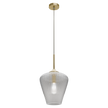Ribbon Gold with Clear Ribbed Glass E27 280mm Pendant