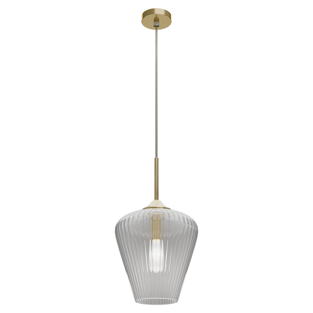 Ribbon Gold with Clear Ribbed Glass E27 280mm Pendant