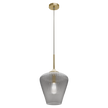 Ribbon Gold with Smoked Ribbed Glass E27 280mm Pendant