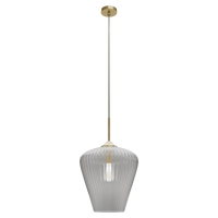 Thumbnail for Ribbon Gold with Clear Ribbed Glass E27 360mm Pendant