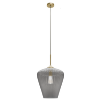 Thumbnail for Ribbon Gold with Smoked Ribbed Glass E27 360mm Pendant