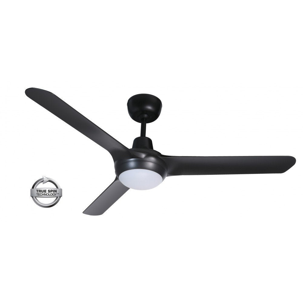 Spyda 3 Blade 50" (1253mm) Ceiling Fan with 20 Watt Tri Colour LED Light in Black