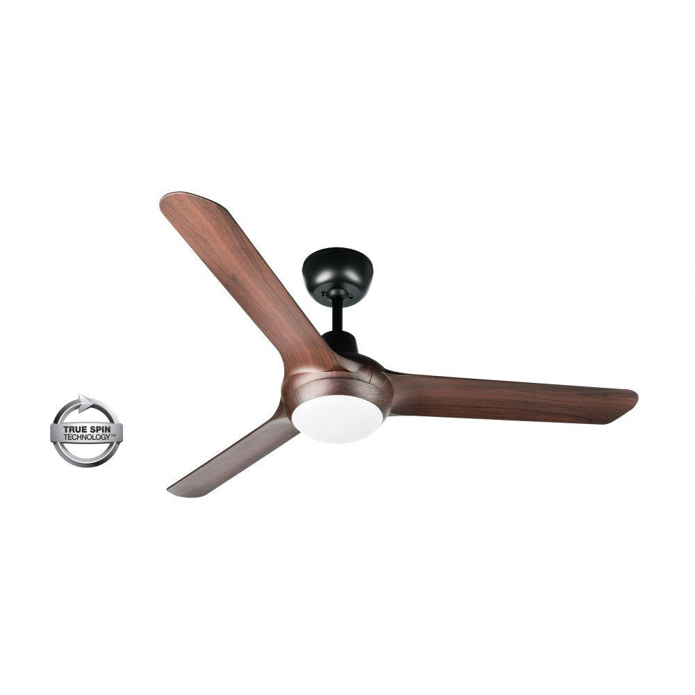 Spyda 3 Blade 50" (1253mm) Ceiling Fan with 20 Watt Tri Colour LED Light in Walnut