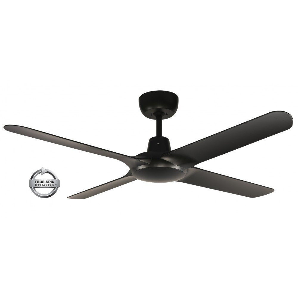 Spyda 4 Blade 50" (1250mm) Ceiling Fan with Plastic Alloy Blades in Matt Black