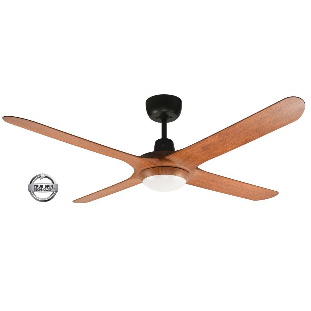 Spyda 4 Blade 50" (1250mm) Ceiling Fan with 20 Watt Tri Colour LED Light in Teak