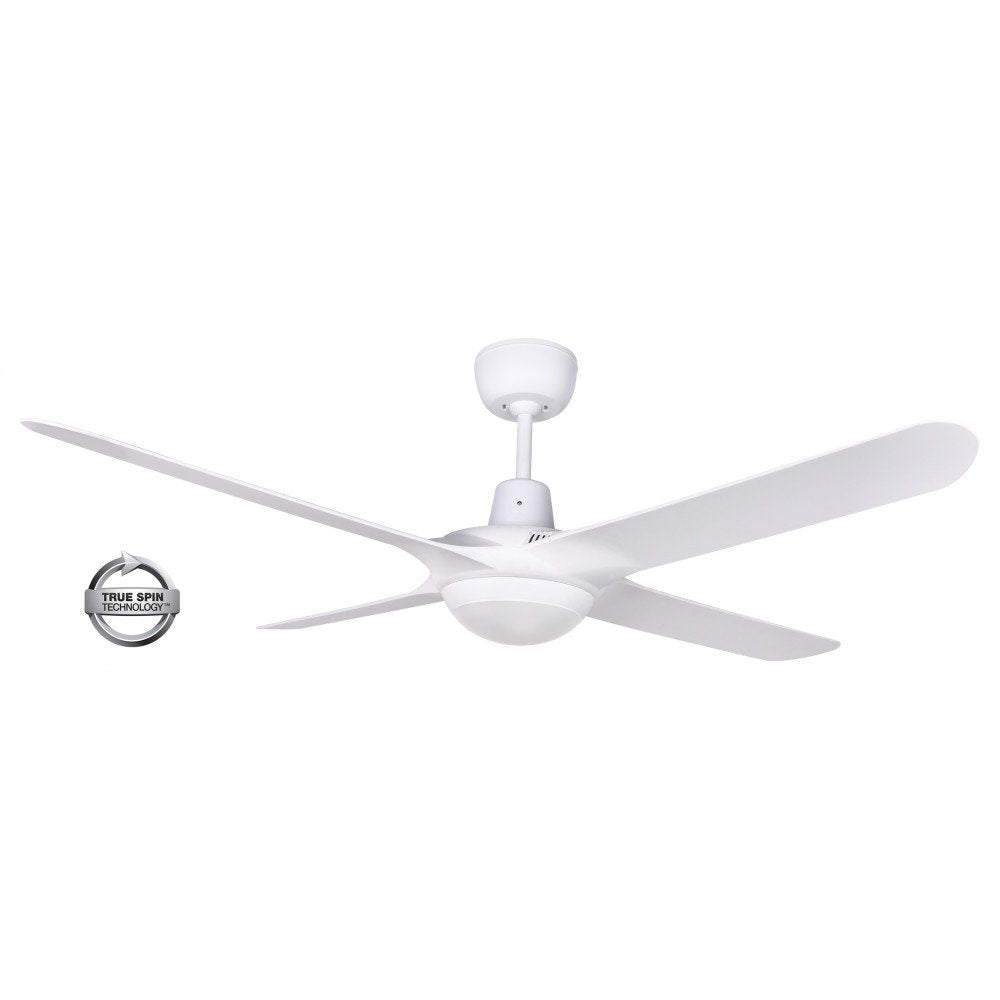 Spyda 4 Blade 50" (1250mm) Ceiling Fan with 20 Watt Tri Colour LED Light in White