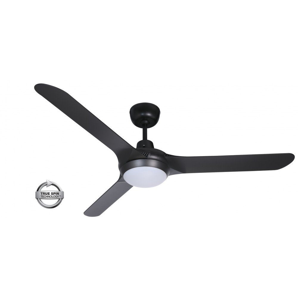 Spyda 3 Blade 56" (1423mm) Ceiling Fan with 20 Watt Tri Colour LED Light in Black