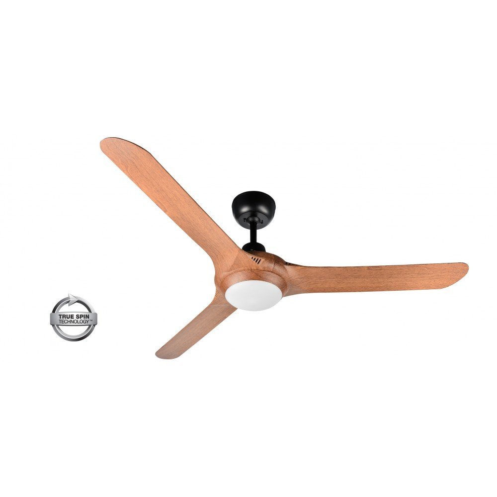 Spyda 3 Blade 56" (1420mm) Ceiling Fan with 20 Watt Tri Colour LED Light in Teak