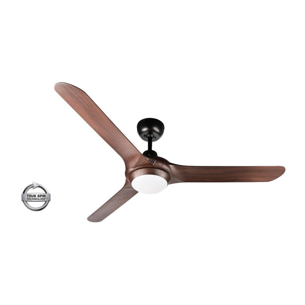 Spyda 3 Blade 56" (1423mm) Ceiling Fan with 20 Watt Tri Colour LED Light in Walnut