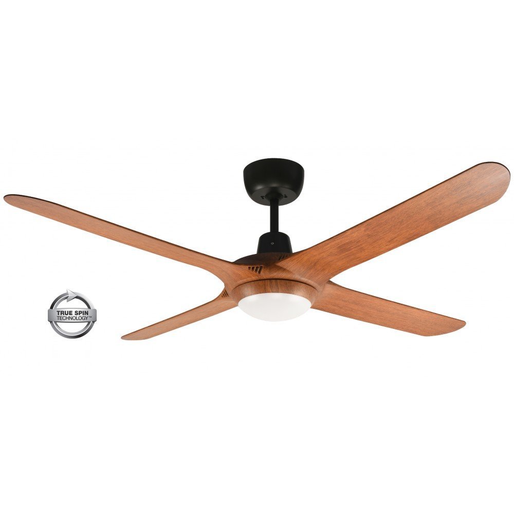 Spyda 4 Blade 56" (1420mm) Ceiling Fan with 20 Watt Tri Colour LED Light in Teak