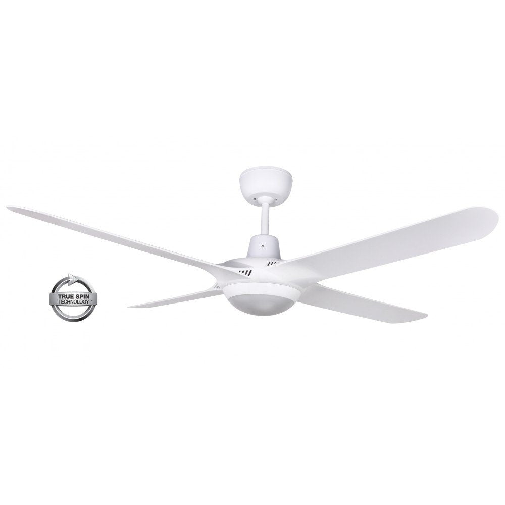 Spyda 4 Blade 56" (1420mm) Ceiling Fan with 20 Watt Tri Colour LED Light in White