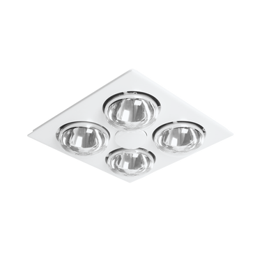 Striker 4 Heat 3 in 1 Bathroom Heater Exhaust Fan & 8w R80 Tricolour LED Downlight White