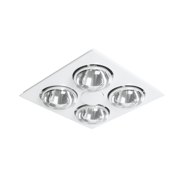 Striker 4 Heat 3 in 1 Bathroom Heater Exhaust Fan & 8w R80 Tricolour LED Downlight White