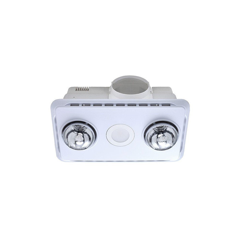 Brook 3 in 1 2 Heat, Exhaust Fan with 10W LED Light in White