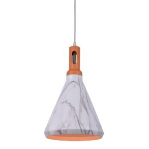 Cone 1 Light Pendant Light in Marble Look