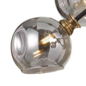 Annabel Pendant Light in Black and Antique Brass with Smoke Glass