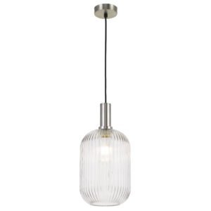 Bonura 200mm 1 Light Pendant in Nickel with Clear Glass