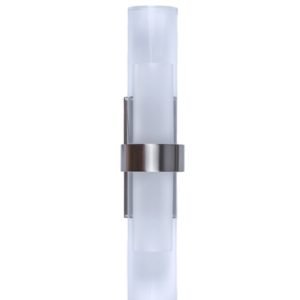 Rome 2 x 1 Watt LED Internal Tube Shaped Up and Down Wall Light in Satin Chrome with Acrylic Diffuser