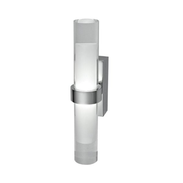 Rome 2 x 1 Watt LED Internal Tube Shaped Up and Down Wall Light in Satin Chrome with Acrylic Diffuser