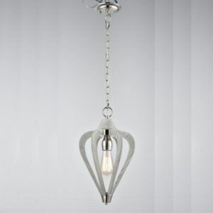 Senorita Small 1 Light Pendant Light in Polished Nickel and Winter Moss Wood